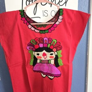 Vibrant Red Embroidered Blouse